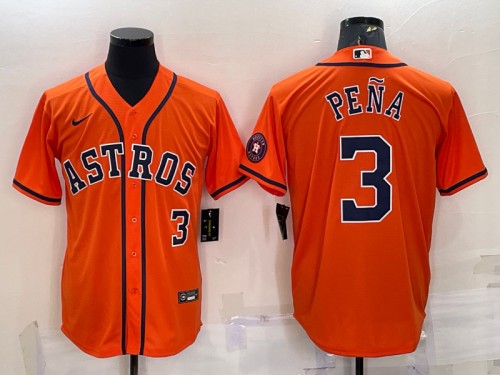 Toddler Houston Astros #3 Jeremy Peña Orange With Patch Stitched Baseball Jersey